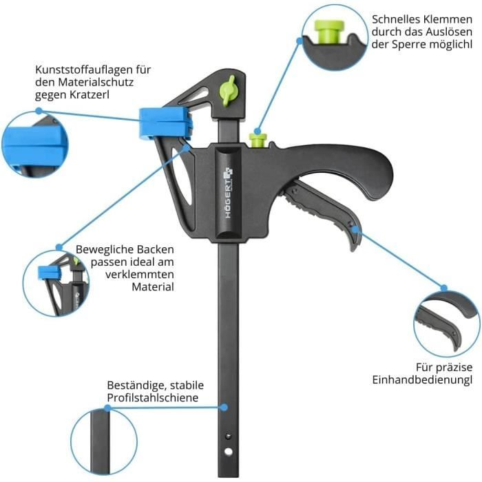 1 virole en acier : serre-joint à serrage rapide, plage de serrage 160