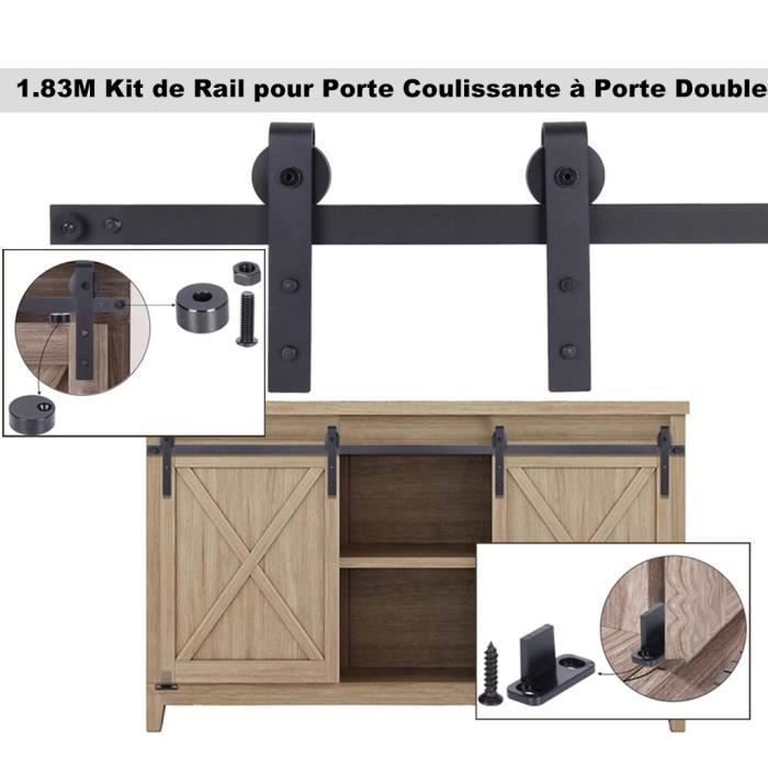 LEYSHOP Kit de Rail Grande Roue pour Double-Porte Coulissante