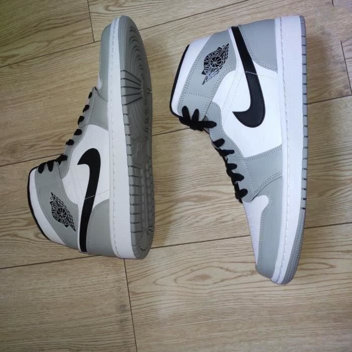Air Jordan 1 Mid Originale Chaussures de Basket Femme Homme Pas Cher Grise Gris gris Cdiscount Sport