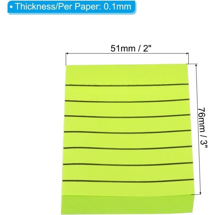 Lot De 12 Blocs De Notes Autocollantes Fluorescentes Lignées De 7,6 Cm ...