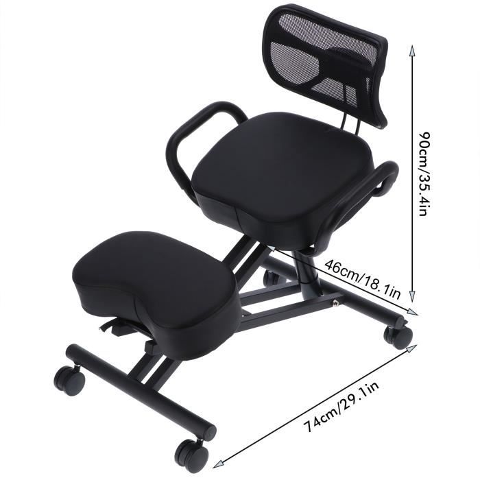 Tabouret chaise ergonomique siège assis genoux sur roulettes réglable  synthétique crème bur04098 - Conforama