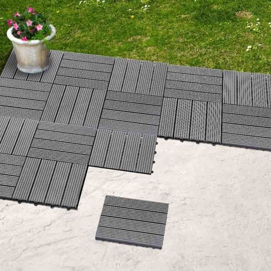 Dalle De Terrasse En Bois Composite Lot De 5 Achat Vente Dallage Dalle De Terrasse En Bois C Cdiscount