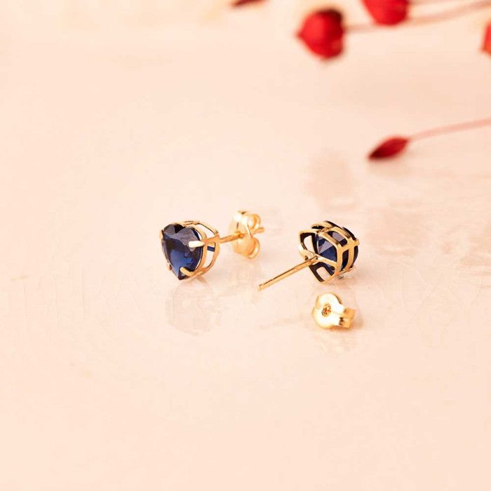Boucles D'oreilles Saphir Zirconium Marquise Plaqué Or 18 Carats - Style Fleur - Bijouxia