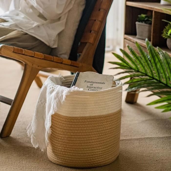 Spetebo Panier à Plantes En Osier Tressé Naturel - 30 Cm - Décoration De Jardin En Rotin Avec Film