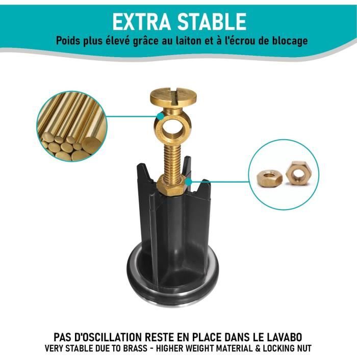 Bonde de lavabo universelle clic-clac GOLD MAT Bonde pop-up pour lavabos et meubles sous-vasque