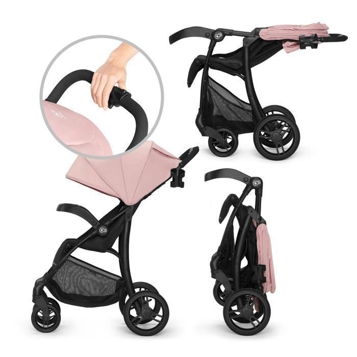 Kinderkraft GRANDE PLUS Poussette Canne dès la Naissance jusqu'à 22 kg,  Pliage d'une seule main, Position allongée, Capote extensible, 4 Roues  amorties, Noir : : Bébé et Puériculture