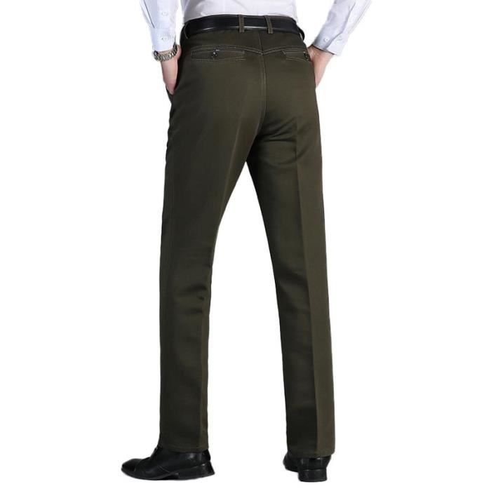 Pantalon de Hiver Homme Doublee Polaire Chaud Couleur unie Regular