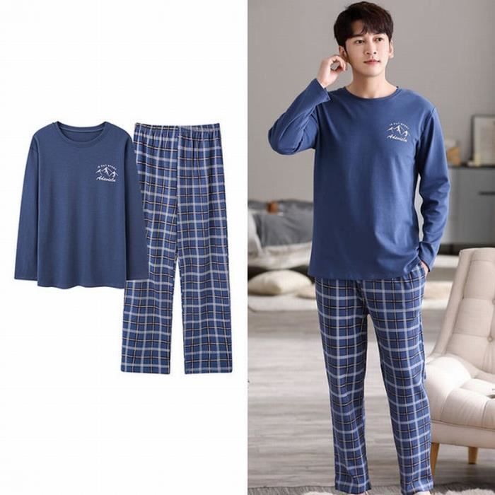 pièces Pyjama homme Coton Long -Sleeved T -Shirt pantalon