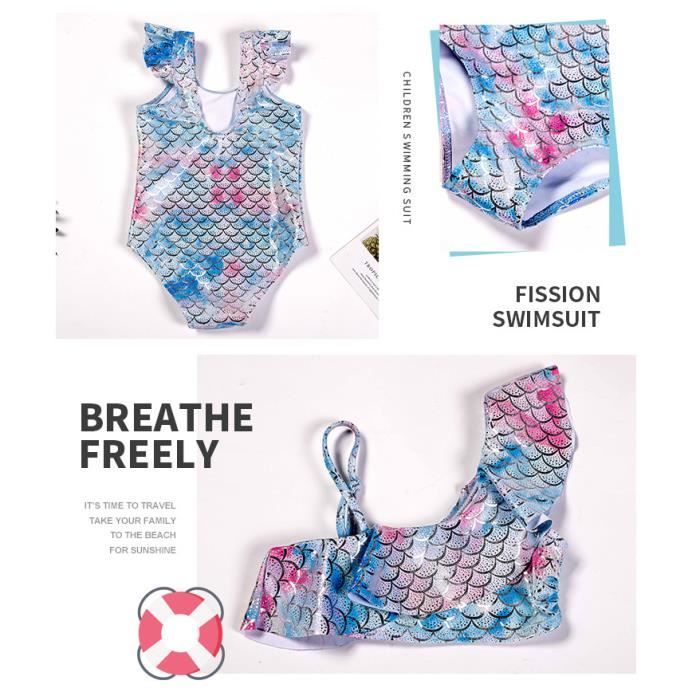 Combinaison Natation Anti-UV Fille Vine - Maillot Bain Une Pièce SPF50+ + Bonnet Protection Soleil Enfant