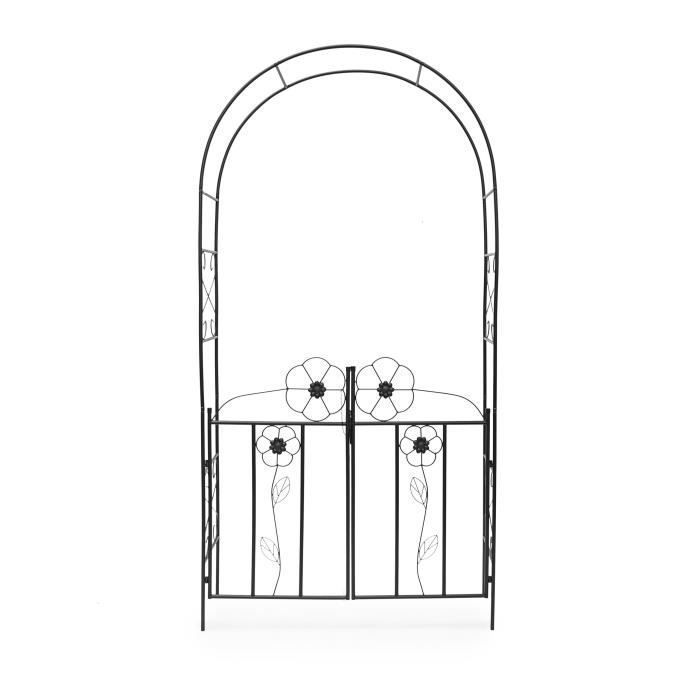 Relaxdays Arche à Rosiers En Métal Noir 213x106x41cm - Tonnelle Romantique Jardin