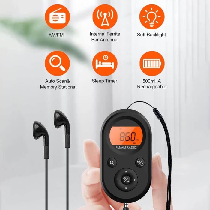 Mini Radio Portable Am Fm, Radio De Poche Avec Écran Rétroéclairé ...