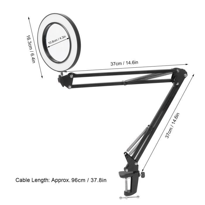 YOSOO Lampe de bureau grossissante Lampe Loupe LED 5X avec Pince