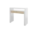 Table console Billings - DMORA - Bureau avec plateau extensible - Blanc et Chêne-3