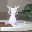 Figurine de renne de Noël Sculpture de résine Statue de cerf pour bureau à domicile décoration de Blanc Argent Pas d'écoute-3