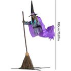 Sorcière Volante Animatronique Halloween - 1,8m Avec Lumières Et Sons - Décoration Extérieure Et Intérieure - 8