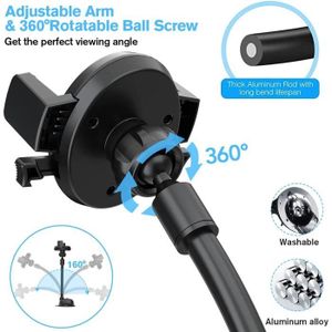 Générique Support Téléphone à Col De Cygne, Bras Flexible Pour Fixation Mobile, Support Stable Réglable Pour Smartphone Sur Table/Tête De Lit/Salle De Sport