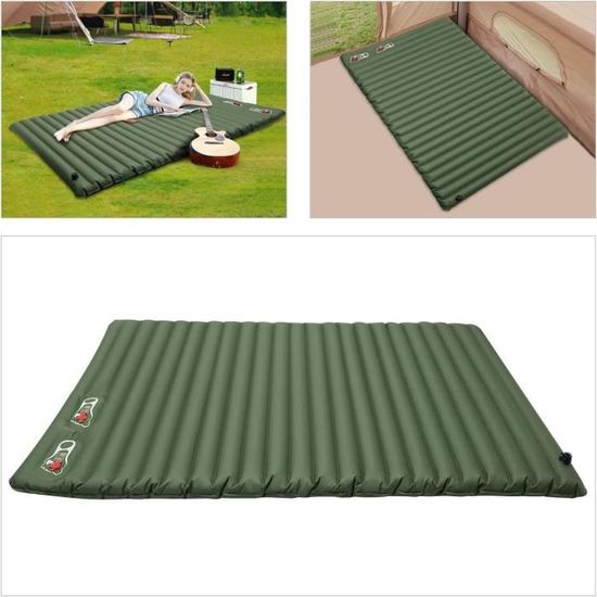 Matelas Gonflable Camping Double Hikenture – 195 X 115 X 5 Cm – Ultra Léger 1140 G – Sac Pompe Inclus – Gris