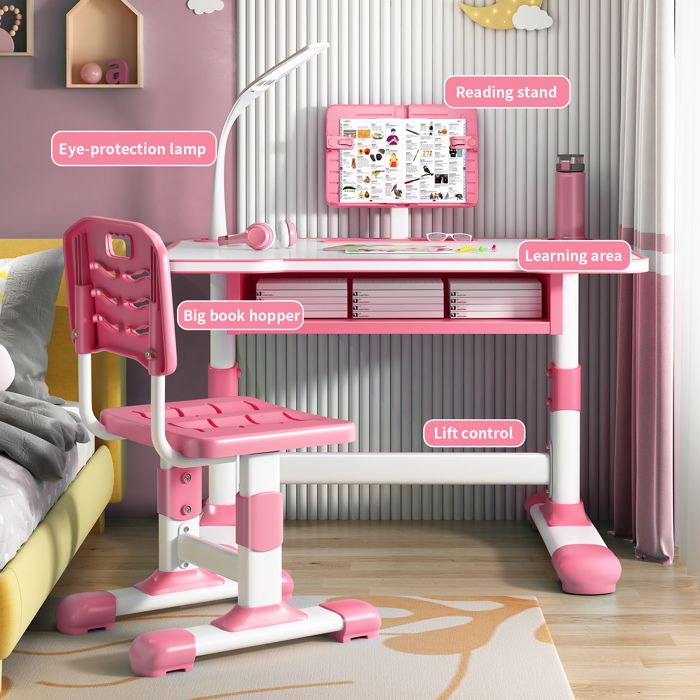 qajexluz Ensemble de chaises Bureau d'étude pour Enfants, Table d'écriture réglable en Hauteur Tout-Petits avec Support Lecture inclinable, Lampe LED et tiroir Extra Large, d'apprentissage Enfants qajexluz Ensemble de chaises Bureau d'étude pour Enfants, Table d'écriture réglable en Hauteur Tout-Petits avec Support Lecture inclinable, Lampe LED et tiroir Extra Large, d'apprentissage Enfants