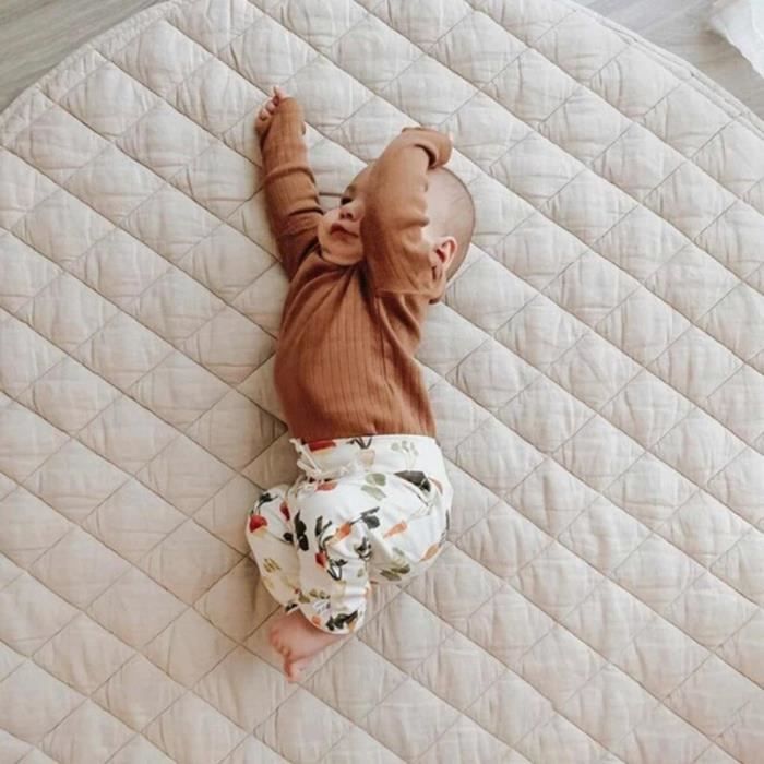 Tapis d'éveil pour bébé à volants - TOTSY BABY - Coussin de sol enfants  rond - Gris - Coton
