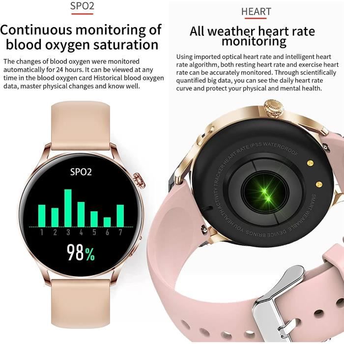 Montre Connectée Femme, Smartwatch Compatible Samsung Huawei Xiaomi Android  iOS Podometre Montre Sport Cardiofrequencemetre A224 - Cdiscount Téléphonie