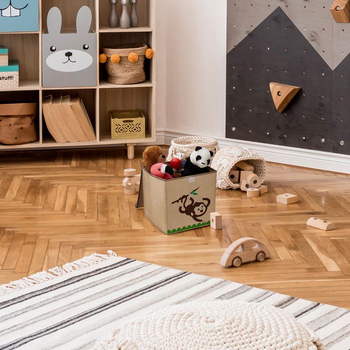 Set De 3 Boîtes De Rangement Enfants Relaxdays - Motifs Animaux, Pliables, 30x30x30 Cm, Pour Jouets Et Livres - 3