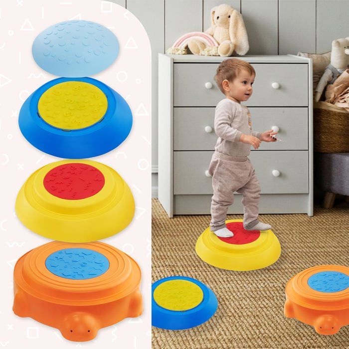 Parcours Sensoriel Tortue 4 Pièces - Pierres D'équilibre Antidérapantes Pour Enfants 3+ Ans - Supporte Jusqu'à 100 Kg