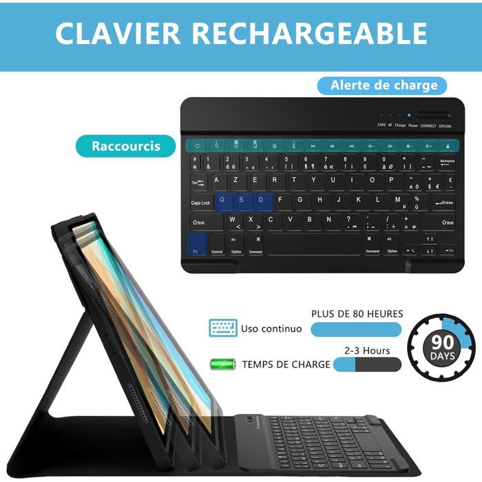Clavier Magic Avec Trackpad Pour IPad Air 11" M2 2024 / M3 2025 – AZERTY Rétroéclairé 7 Couleurs, Étui Protecteur Amovible