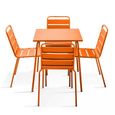 Ensemble table de jardin et 4 chaises en métal - OVIALA - Palavas - Orange - Carré - Meuble de jardin-0