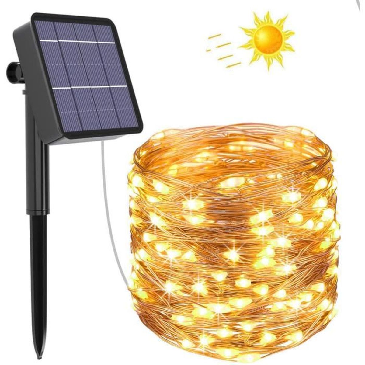 Guirlande Lumineuse Solaire 20m 200 Led Exterieur Etanche Lampe Solaire Pour Jardin Terrasse Cour Maison Arbre De Noel Achat Vente Guirlande Lumineuse Solaire Cdiscount