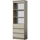 CDF Bibliothèque moderne CATANIA - 180x60x35 - 3 tiroirs + 2 étagères - Sonoma