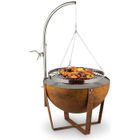 Braséro Blumfeldt Fire Globe Ø 60 cm avec anneau de grill Ø 59 cm - Marron