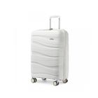 Kono Valise Cabine Moyenne 66x46x26cm Rigide Polypropylène Valise de Voyage à 4 roulettes et Serrure TSA, 70L, Blanc