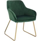 WOLTU Chaises de salle à manger, siège rembourrée en velours, Chaises de cuisine, Pieds en métal, 45x44x82,5cm, Vert Foncé