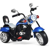 GOPLUS Moto Électrique pour Enfants 6V4.5AH,Véhicule Électrique à 3 Roues Vitesse 2,5-3km/h,Charge 30 KG pour Enfant 3+ Ans,Bleu