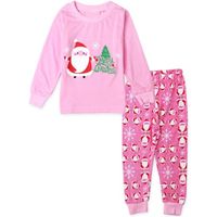 2-7 Ans Enfant Fille Garçon Unisexe Pyjamas Noël 2 PCS Ensemble Vêtement : T-shirt Manche Longue + Pantalon