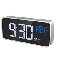 Réveil Numérique, Alarm Réveil LED, Fonction Thermomètre, Snooze, 2 Alarme, 12/24H, Alimenté USB (Gris)