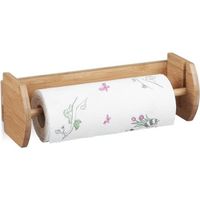 Relaxdays Dérouleur de papier essuie-tout mural en bambou distributeur de sopalin support en bois HxlxP: 12 x 37 x 13 cm