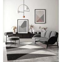 Tapis de salon ou de chambre en moderne design | Motifs géométriques - Gris 120x160 | Intérieur - The Carpet PEARL