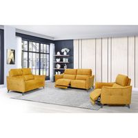 Salon complet avec canapé relax Tissu Ocre - CARINA - L 184 x l 98 x H 100 cm
