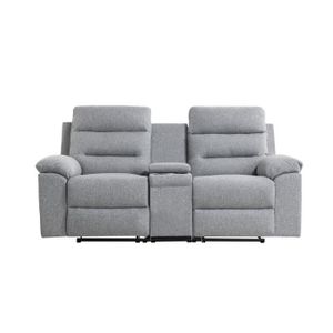 Zeneo Canape Relaxation 2 Places Manuel Tissu Gris Clair