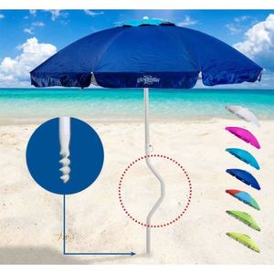 PARASOL Parasol de plage léger visser protection uv GiraFacile 200 cm Ermes, Couleur: Bleu