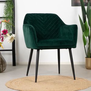 1x Chaises de cuisine chaises Coussins chaise accoudoir velours vert foncé bh179dgn-1 
