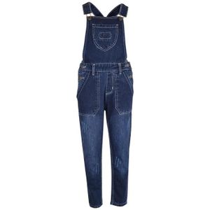 SALOPETTE Enfants Filles Bleu Foncé Denim Dungaree Toute La Longueur Déchiré Jeans Globalement Mode Jumpsuit 5-13 Ans