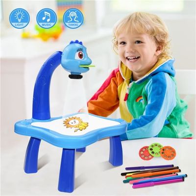 Projecteur de Dessin Portable, Lampe de Projection Artistique, projecteur Intelligent pour Le traçage, Outil de Dessin avec Support pour Artistes, traçage sur Toile ou Mur(Blue