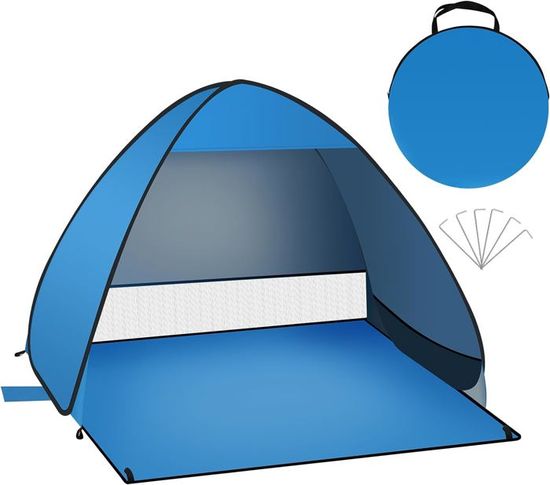 Tente De Plage Pop Up 1-2 Personnes - Protection UV 50+ - Montage Rapide - Avec Sac De Transport - Idéale Famille