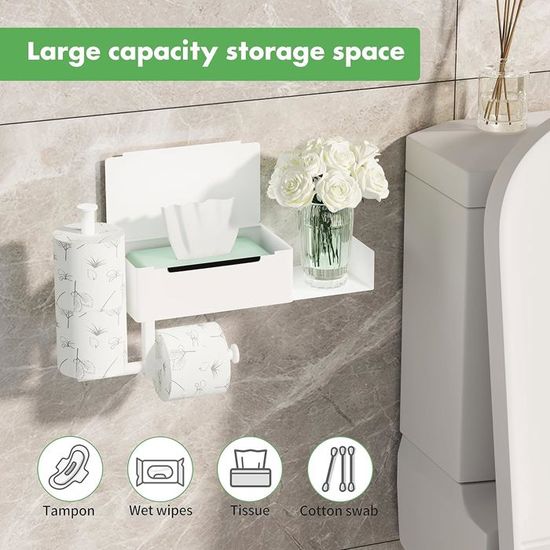 Focenat Porte Papier Toilette Mural Sans Perçage Avec Boîte à