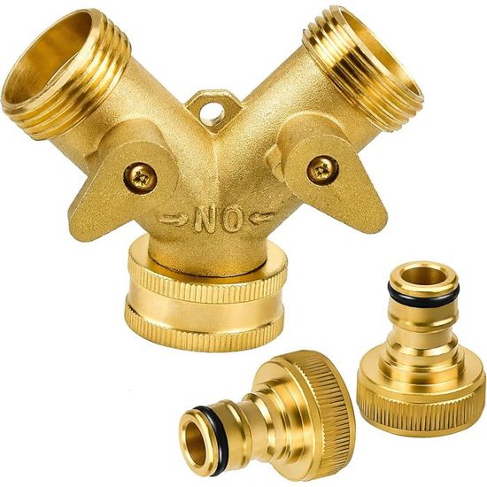 Raccord Tuyau Gaz 2 Voies Laiton Avec Raccord En Y - Compatible 20 Mm