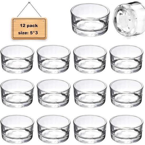 Lot De 12 Verres à Bougies Chauffe-Plat Relaxdays - Photophores Transparents 7,5 Cm Idéaux Pour Décoration Et Verrines