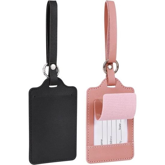 Lot De 2 étiquettes à Bagages En Cuir Avec Boucle, Couverture