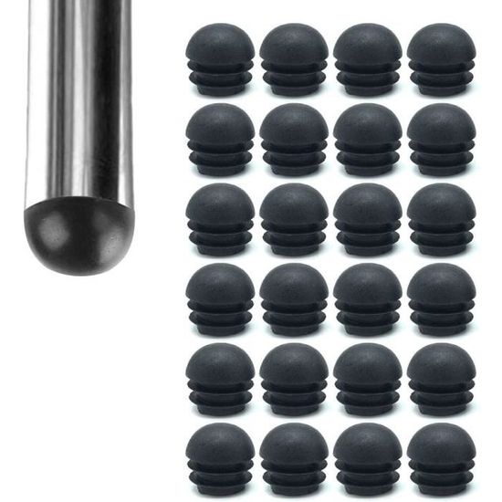 Embouts ronds noirs tube Ext. 25 mm Ep. 2.5 Insert métal M8